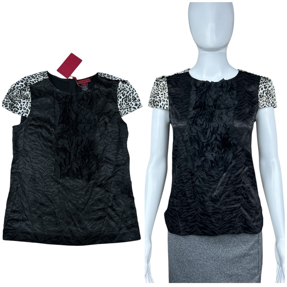 Vivienne Tam Wool Blend Top Size 0 Ruffles Animal Print Whimsigoth